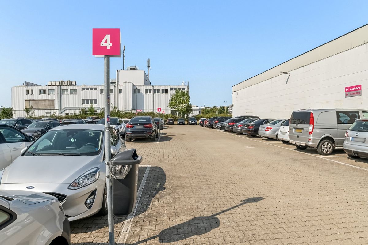 Parked cars at the Easy Airport Parking car park at Dortmund Airport (DTM)